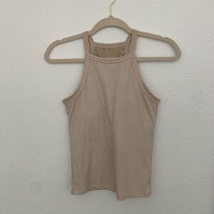 Klassy Network High Neck Halter Tank - Beige - Small